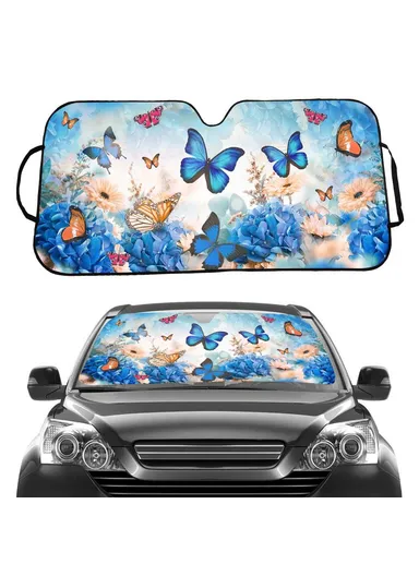 Car Windshield Sunshade Patterns Print UV Protection Front Window Sun Shade (L145 x W70)cm - Colorful Butterfly