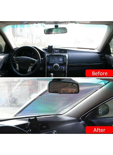 125x50 cm Retractable Car Front Window Sunshade PVC Auto Window Anti-UV Protection Sun Visor - Silver