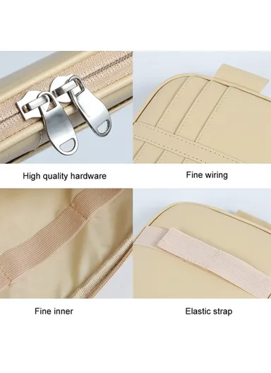 Car Sun Visor Storage Bag PU Leather Driving License Glasses Cards Holder Zipper Pocket Storage Bag - Black