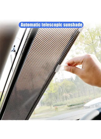 Suction Cup Mount Automatic Retractable Sunshade Curtain Anti-UV Protection Truck Windshield Screen (L40 x W60)cm - Silver