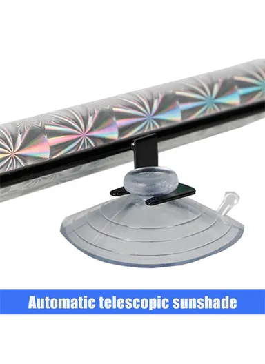 Suction Cup Mount Automatic Retractable Sunshade Curtain Anti-UV Protection Truck Windshield Screen (L40 x W60)cm - Silver
