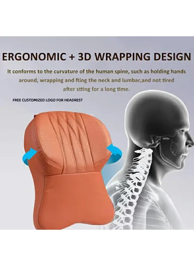 Car Headrest Neck Pillow, Vehicle Backrest Cushion Universal Protective Pillow Pad For All Seasons Automotive Accessory - Orange