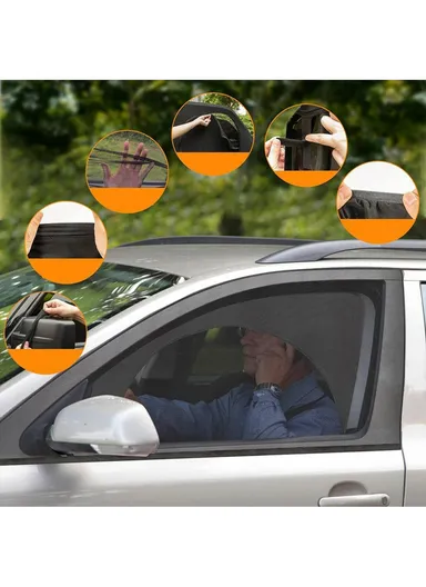 2Pcs Car Window Shade Front / Rear Side Window Sun Shade Breathable Privacy Curtain with Zipper - Front Side