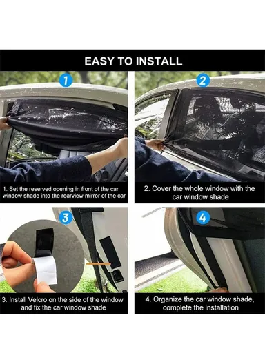 2Pcs Car Window Shade Front / Rear Side Window Sun Shade Breathable Privacy Curtain with Zipper - Front Side