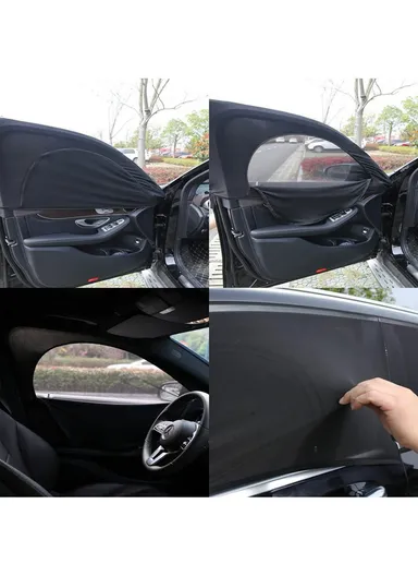 2Pcs Car Window Shade Front / Rear Side Window Sun Shade Breathable Privacy Curtain with Zipper - Rear Side
