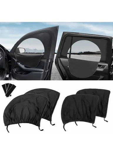 2Pcs Car Window Shade Front / Rear Side Window Sun Shade Breathable Privacy Curtain with Zipper - Rear Side