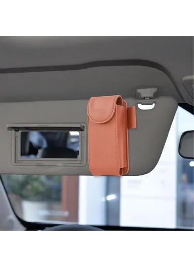 Car Sun Visor Mount Microfiber Leather Sunglasses Storage Bag Glasses Holder Pouch - Black