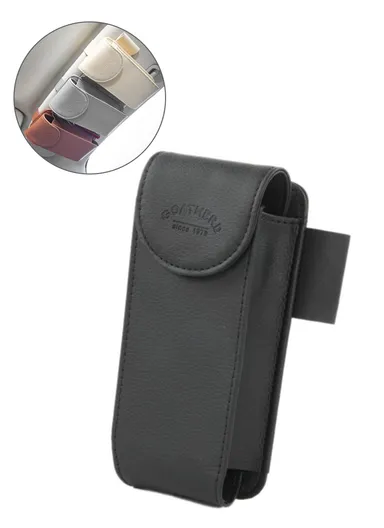 Car Sun Visor Mount Microfiber Leather Sunglasses Storage Bag Glasses Holder Pouch - Black