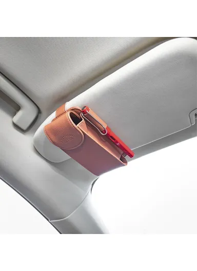 Car Sun Visor Mount Microfiber Leather Sunglasses Storage Bag Glasses Holder Pouch - Brown