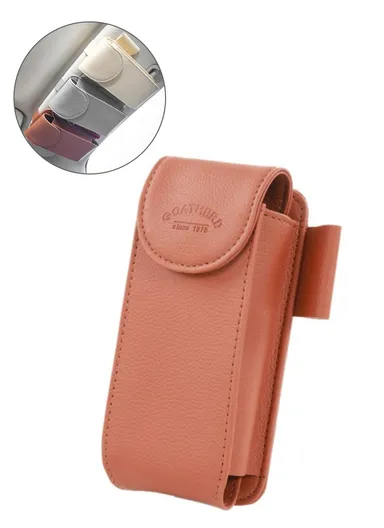 Car Sun Visor Mount Microfiber Leather Sunglasses Storage Bag Glasses Holder Pouch - Brown