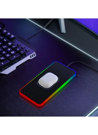 15W Non-Slip Silicone Car Wireless Charging Pad with Ambient Light D15PRO - USB Plug