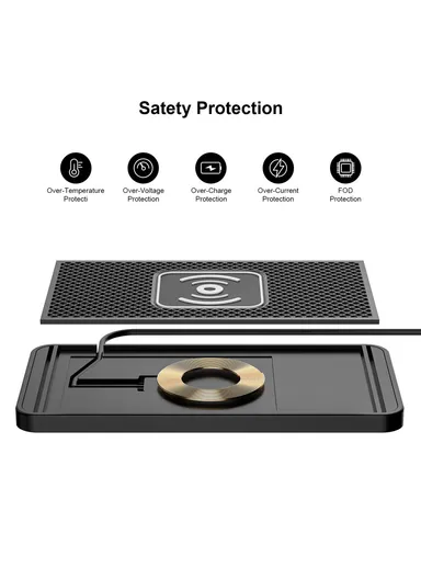 15W Car Wireless Charger Non-Slip Anti-Shake Desktop Fast Charging Pad with 1m Cable for Smartphones D10 - Type C Plug