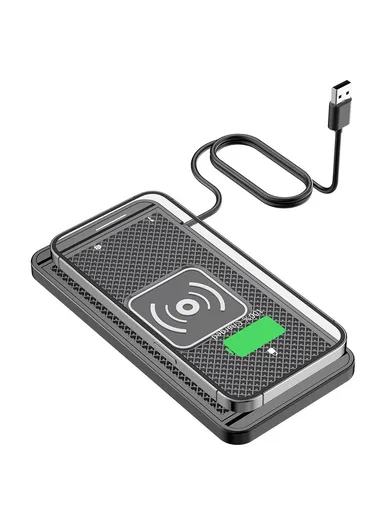 15W Car Wireless Charger Non-Slip Anti-Shake Desktop Fast Charging Pad with 1m Cable for Smartphones D10 - USB Plug
