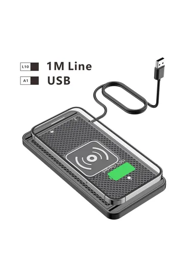15W Car Wireless Charger Non-Slip Anti-Shake Desktop Fast Charging Pad with 1m Cable for Smartphones D10 - USB Plug