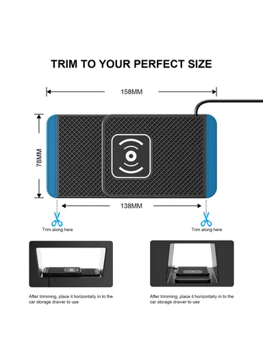 15W Desktop Non-Slip Silicone Car Wireless Charger with Shockproof Charging Pad &amp; 1m Cable D1 - Type C Plug