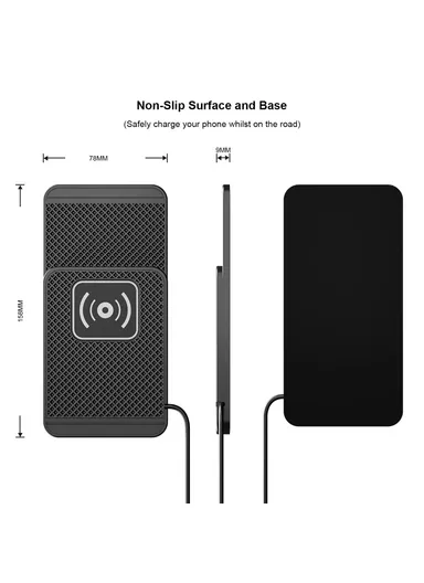 15W Desktop Non-Slip Silicone Car Wireless Charger with Shockproof Charging Pad &amp; 1m Cable D1 - Type C Plug