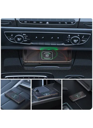 15W Desktop Non-Slip Silicone Car Wireless Charger with Shockproof Charging Pad &amp; 1m Cable D1 - Type C Plug