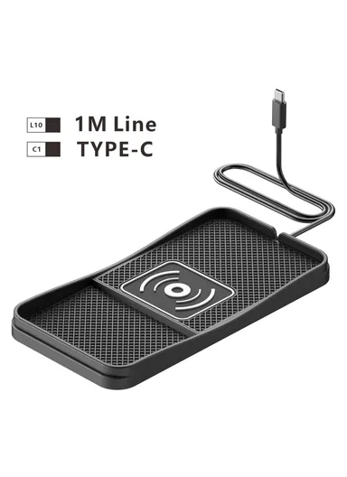 15W Non-Slip Desktop Car Charging Pad Wireless Charger with 1m Cable D13 - Type C Plug
