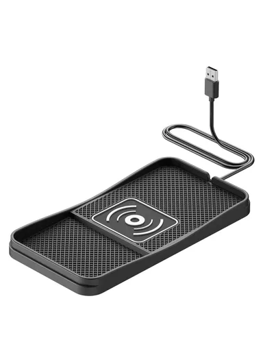 15W Non-Slip Desktop Car Charging Pad Wireless Charger with 1m Cable D13 - USB Plug