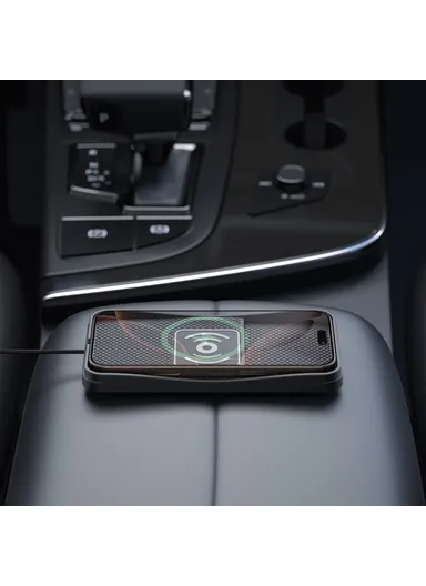 15W Non-Slip Desktop Car Charging Pad Wireless Charger with 1m Cable D13 - USB Plug