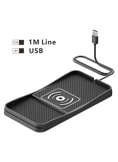 15W Non-Slip Desktop Car Charging Pad Wireless Charger with 1m Cable D13 - USB Plug