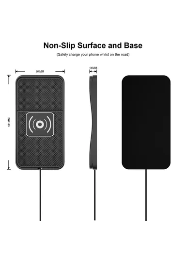 15W Non-Slip Desktop Car Charging Pad Wireless Charger with 1m Cable D13 - USB Plug