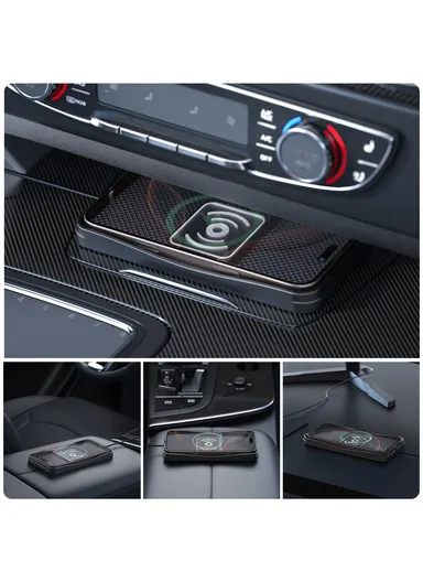 15W Non-Slip Desktop Car Charging Pad Wireless Charger with 1m Cable D13 - USB Plug