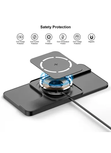 15W iPhone 12 - 16 Car Magnetic Wireless Charger with Anti-Slip Charging Pad &amp; 1m Cable D11MAG - Type C Plug