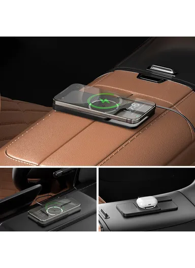 15W iPhone 12 - 16 Car Magnetic Wireless Charger with Anti-Slip Charging Pad &amp; 1m Cable D11MAG - USB Plug