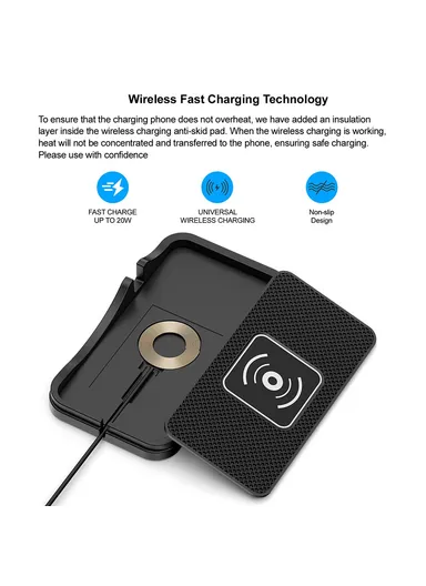 15W Car Wireless Charger Non Slip Desktop Charging Pad with 1m Cable D7 - Type C Plug