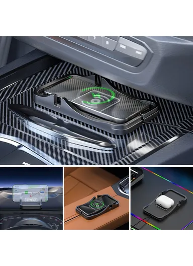 15W Car Wireless Charger Non Slip Desktop Charging Pad with 1m Cable D7 - Type C Plug