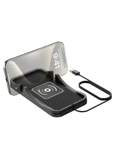 15W Car Wireless Charger Non Slip Desktop Charging Pad with 1m Cable D7 - USB Plug