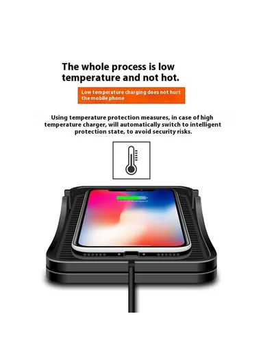 15W Car Wireless Charger Non Slip Desktop Charging Pad with 1m Cable D7 - USB Plug