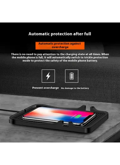 15W Car Wireless Charger Non Slip Desktop Charging Pad with 1m Cable D7 - USB Plug