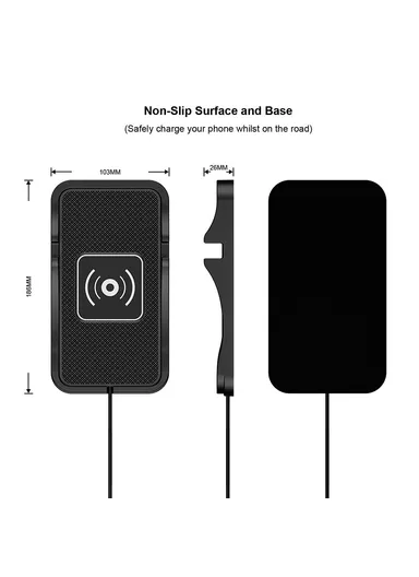 15W Car Wireless Charger Non Slip Desktop Charging Pad with 1m Cable D7 - USB Plug