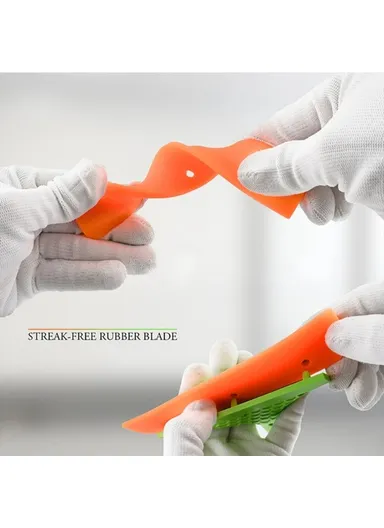 Long Handle Rubber Blade Squeegee, Water Wiper Shower Squeegee for Car Windshield Window - Sky Blue