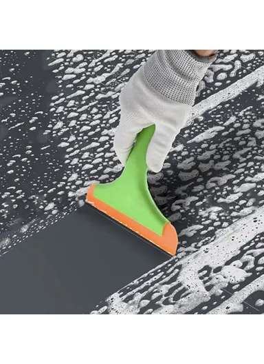 Long Handle Rubber Blade Squeegee, Water Wiper Shower Squeegee for Car Windshield Window - Sky Blue