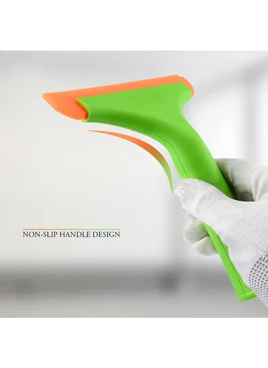 Long Handle Rubber Blade Squeegee, Water Wiper Shower Squeegee for Car Windshield Window - Green