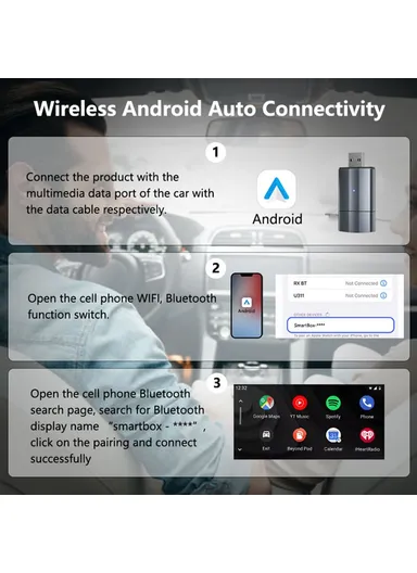 Wired to Wireless CarPlay Android Auto Upgrade Adapter USB &amp; TYPE-C Dual Interface PL2