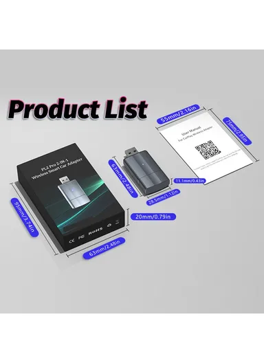 Wired to Wireless CarPlay Android Auto Upgrade Adapter USB &amp; TYPE-C Dual Interface PL2