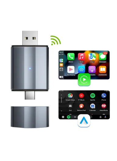 Wired to Wireless CarPlay Android Auto Upgrade Adapter USB &amp; TYPE-C Dual Interface PL2