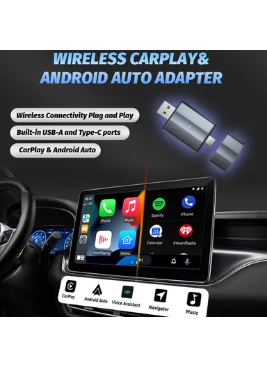 Wired to Wireless CarPlay Android Auto Upgrade Adapter USB &amp; TYPE-C Dual Interface PL2