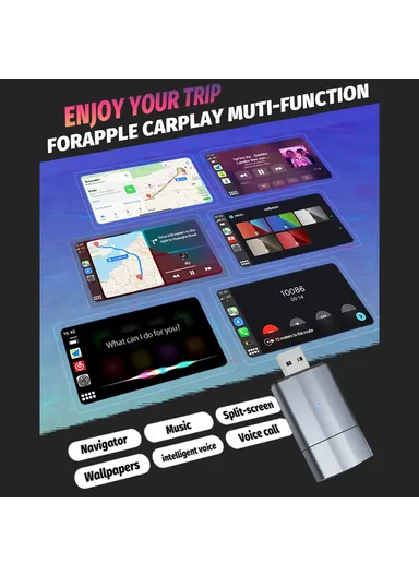 Wired to Wireless CarPlay Android Auto Upgrade Adapter USB &amp; TYPE-C Dual Interface PL2