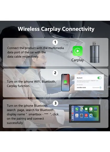 Wired to Wireless CarPlay Android Auto Upgrade Adapter USB &amp; TYPE-C Dual Interface PL2