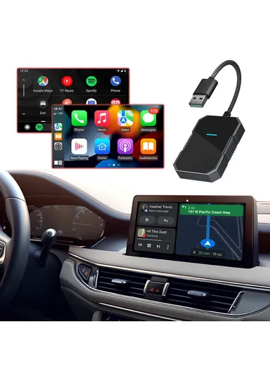 USB Wired to Wireless CarPlay Adapter Box Quad-Core A53 Processor Bluetooth-compatible 5.0 WiFi 5.8 Converter PL7
