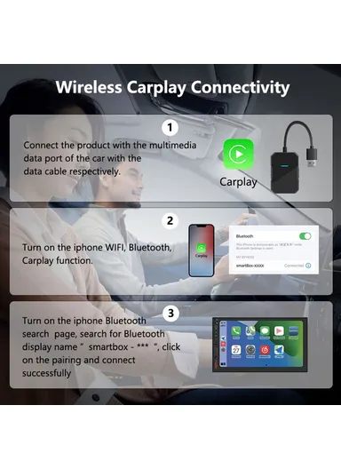 USB Wired to Wireless CarPlay Adapter Box Quad-Core A53 Processor Bluetooth-compatible 5.0 WiFi 5.8 Converter PL7