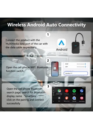 USB Wired to Wireless CarPlay Adapter Box Quad-Core A53 Processor Bluetooth-compatible 5.0 WiFi 5.8 Converter PL7