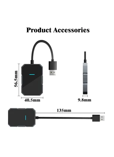 USB Wired to Wireless CarPlay Adapter Box Quad-Core A53 Processor Bluetooth-compatible 5.0 WiFi 5.8 Converter PL7