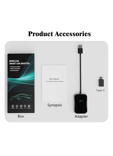 USB Wired to Wireless CarPlay Adapter Box Quad-Core A53 Processor Bluetooth-compatible 5.0 WiFi 5.8 Converter PL7