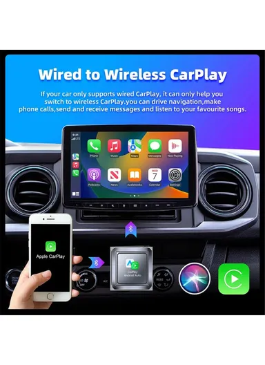 2-in-1 Wired to Wireless CarPlay Android Auto Adapter Bluetooth-compatible 5.0 Smart Box Q1S